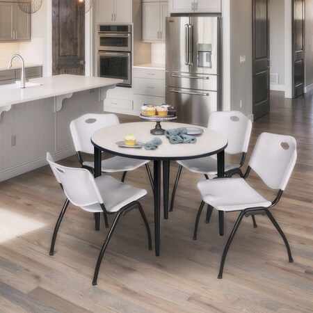 Regency Kahlo Round Table & Chair Sets, 42 W, 42 L, 29 H, Wood, Metal, Plastic Top, Maple TPL42RNDPLBK47GY